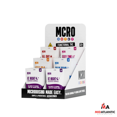 MCRO Edibles D9 Gummies Counter Top Retail Kit Fully Stocked w 36 Packs