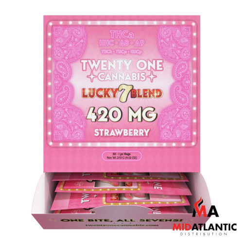 Twenty One Cannabis Lucky 7 THCA-P Blend 420mg Edibles (1 Gummy Per Pack) *Dispenser Display of 30*