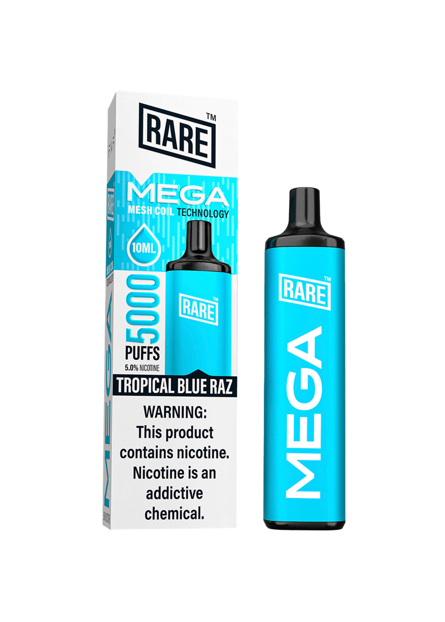 raz vape flavors mega Rare 5000 Mesh Tropical Blue Nicotine Strength:6 mg - Medium Strength blue razz vuse vibe vs vuse