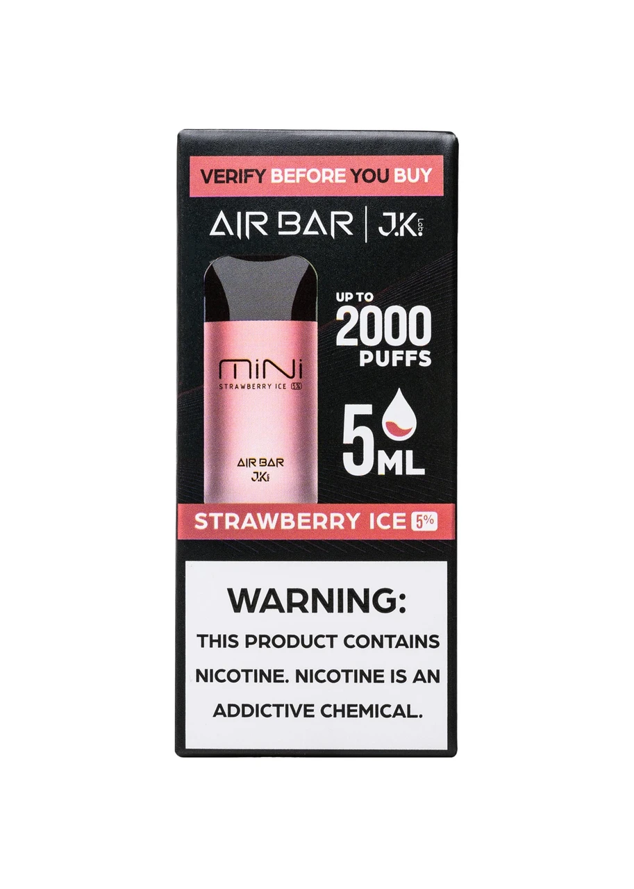 mini air bar vape 2000 Strawberry Ice E-cig Pods, Cartridges, & 1001 - 3000mAh Choose Flavor:Menthol Tobacco