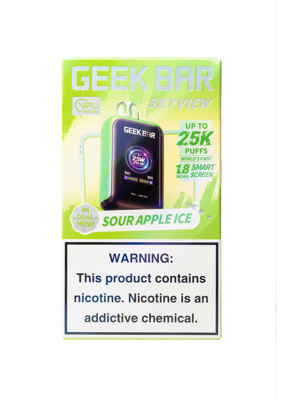 geek bar skyview sour apple ice 25K Flavor:Menthol vape kit How Many Hits Does