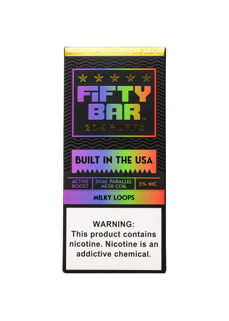 fifty bar vape milky loops 20K VOOPOO Drag Q Pod Full Spectrum CBD + THC QTY:PACK OF 10
