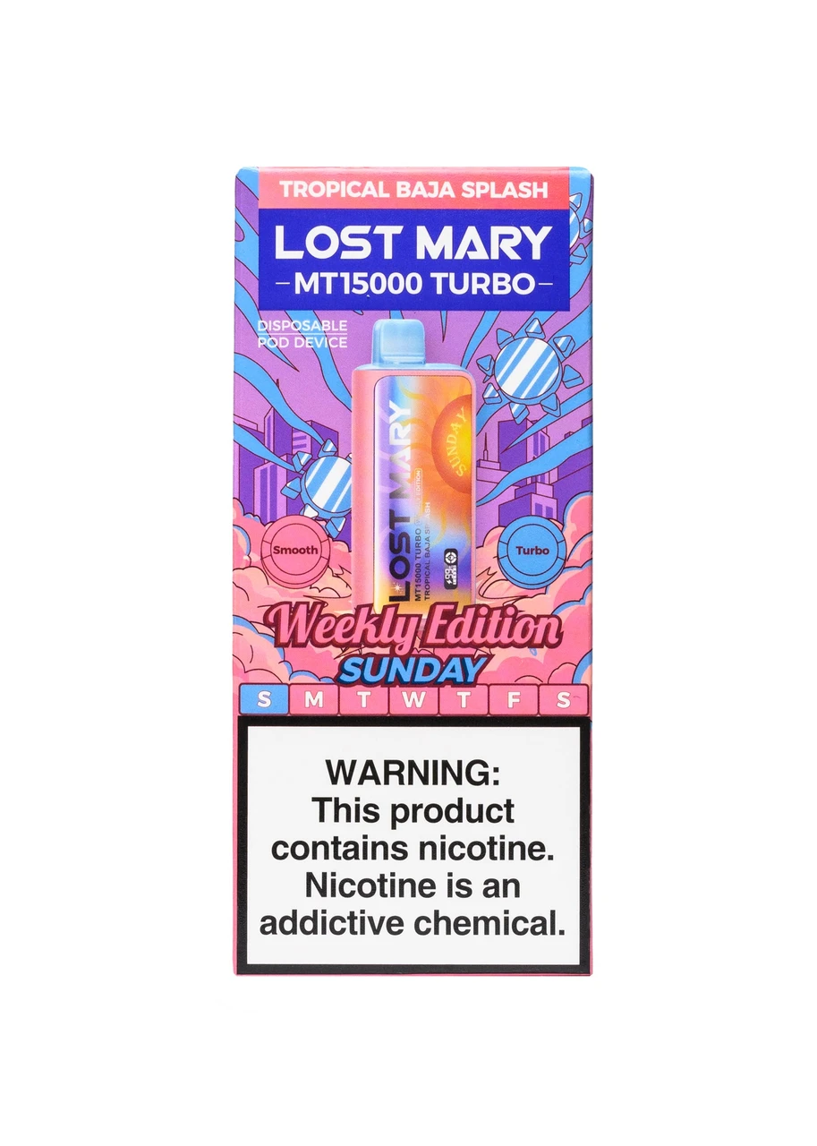 baja splash flavor lost mary MT15000 Turbo Tropical (Sunday) Coil Resistance|0.6ohm FLAVOR:PINA COLADA RAZ TN90000 Disposables |