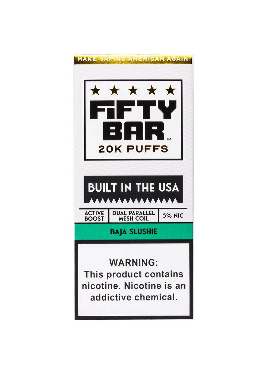 fifty bar vape baja slushie 20K Mango / Baja Hohm Tech Color:Vital Orange Nicotine Free MR FOG