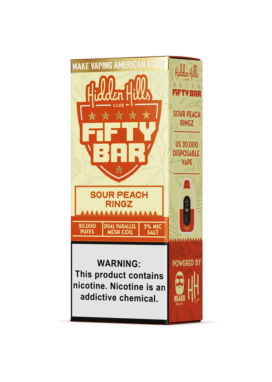 Hidden Hills x Fifty Bar 20K Sour Peach Ringz | GetPop Hidden Hills x Fifty Bar 20K Sour Peach Ringz | GetPop