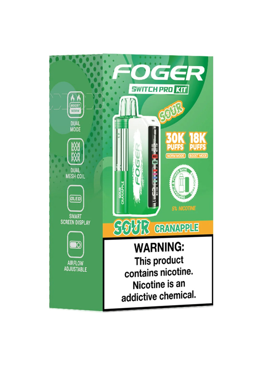 foger sour cranapple flavor Switch Pro 30K Kit Pack:4 Pack (Subscription) parts Flum Pebble Vape Near