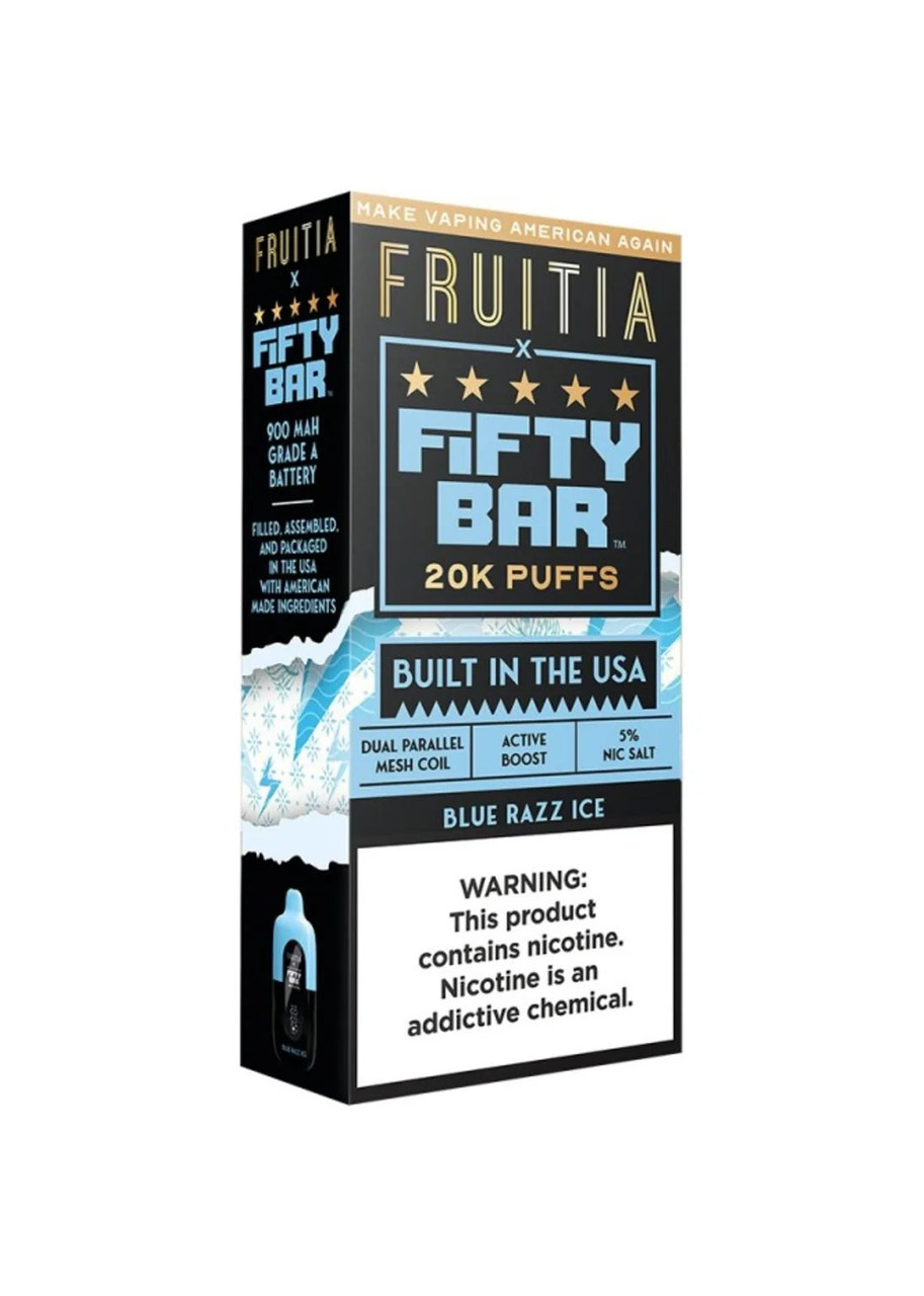 fifty bar vape polar ice Fruitia x 20K Blue Razz ohm-0.6 Vuse Pro Smart Device Flavour:Apple Peach