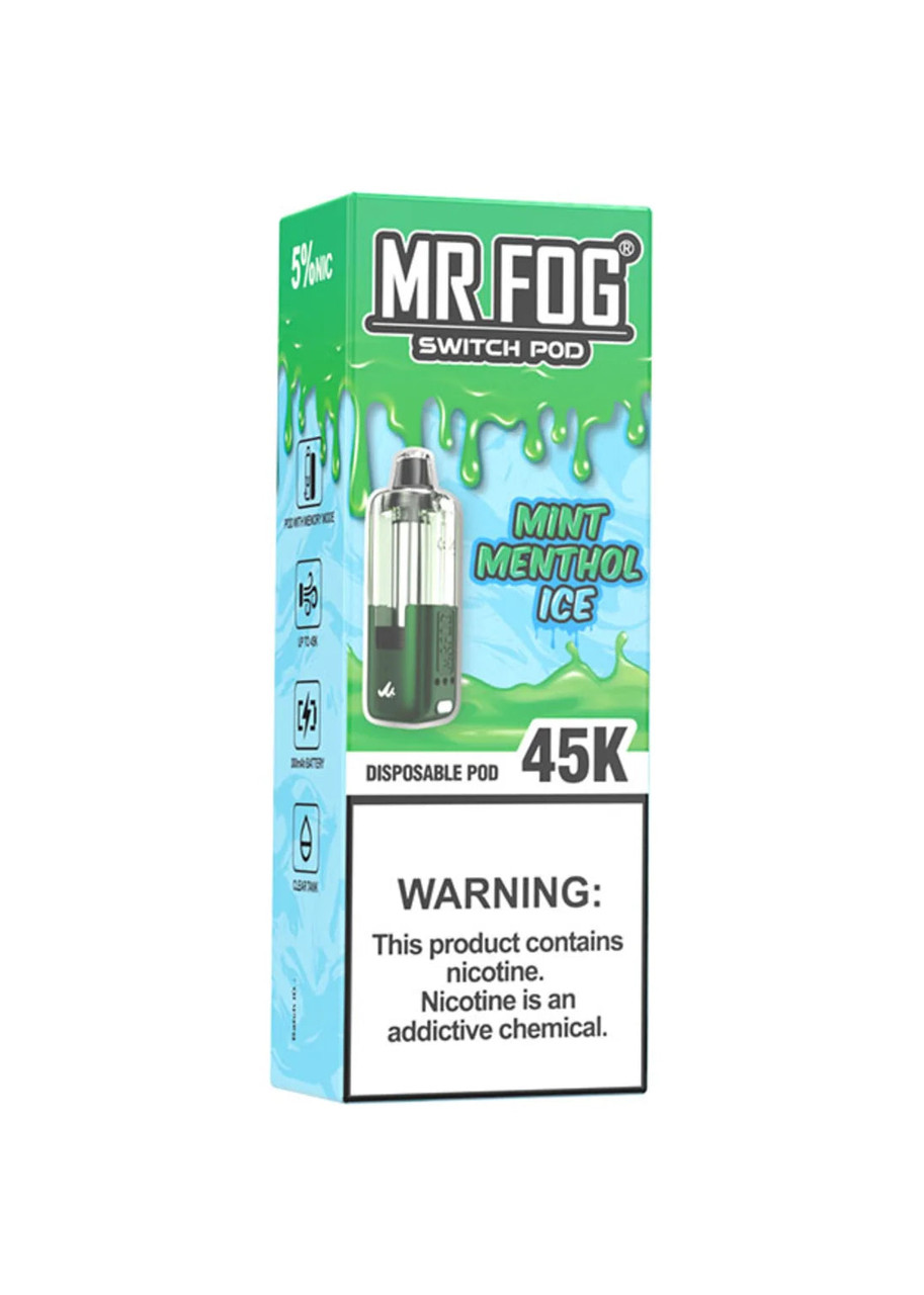 mr fog mint vape Switch Pod 45K Pod Menthol Ice black mint Flavours:Pineapple Peach Mango / Pineapple Ice Banana Cake | Vape
