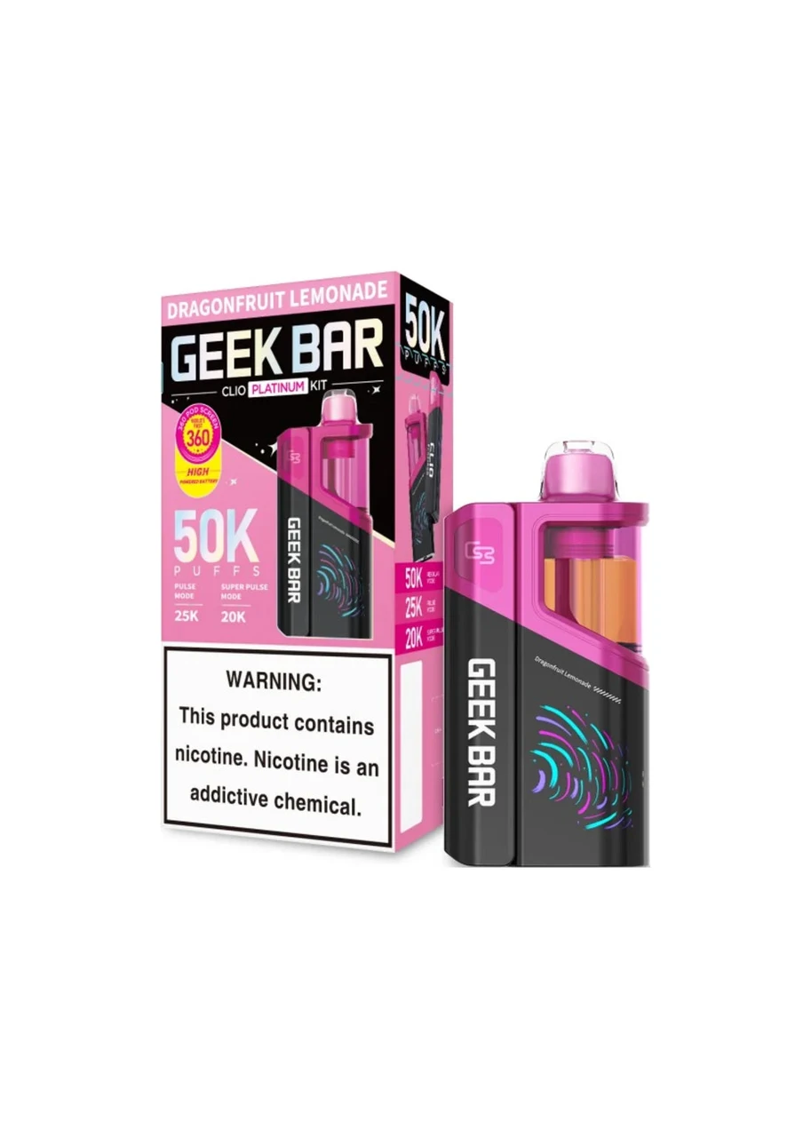 buy geek bar platinum CLIO 50K Kit Dragonfruit Lemonade No Nic Geek Bar 5% nicotine Choose Flavor:Orange Creamsicle