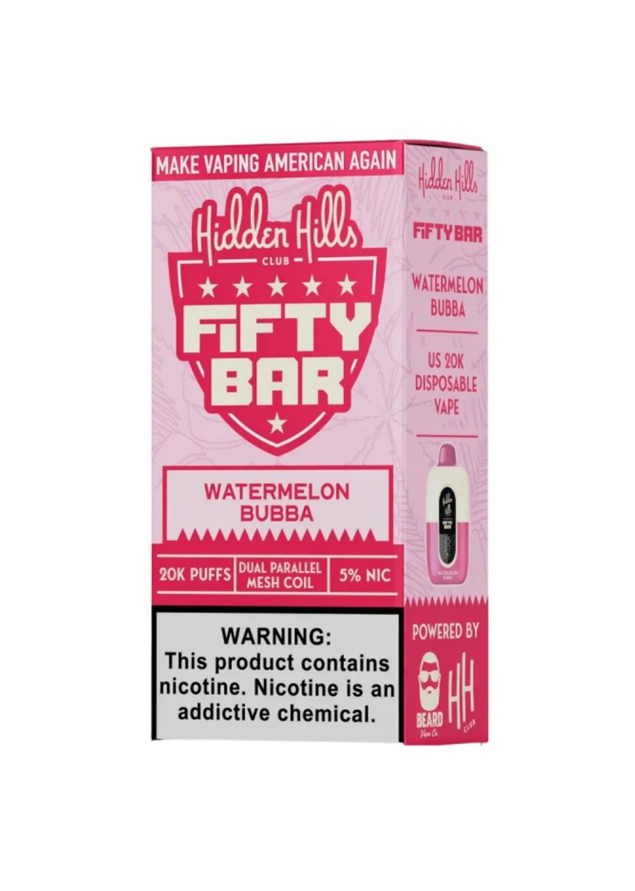 hidden hills vape fifty bar x 20K Watermelon Bubba salt nicotine mr blue Colours:Arctic White Geek Bar Plus Review