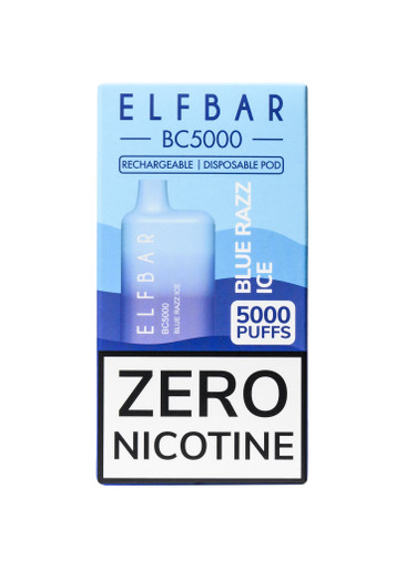 zero nicotine vape elf bar BC5000 Blue Razz Ice 0% Vuse Alto Pod Leaking 40mg to 50mg Flavor:White Pixy