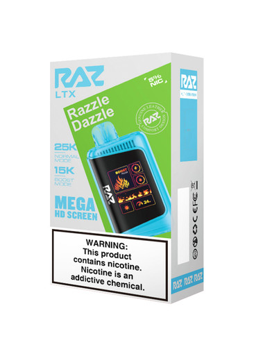 raz ltx razzle dazzle flavor 25K RAZ CA6000 Disposable Vape Adjustable Sandwich Pusher Colours:White