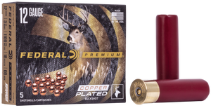Federal Premium Vital-Shok Ammunition 12 Gauge 3-1/2" Buffered 00 Copper Plated Buckshot 18 Pellets Box of 5 Federal Premium Vital-Shok Ammunition 12 Gauge 3-1/2" Buffered 00 Copper Plated Buckshot 18 Pellets Box of 5