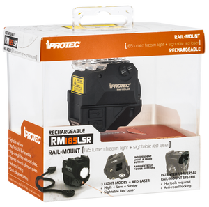 iProtec IPRSPS0003 RM185LSRRechargeable 5mW Red Laser with 650 nm Wavelength Red, 56 Lumens Low-185 Lumens Hight White Light Black Finish for Rail-Equipped Long Guns, Handguns iProtec IPRSPS0003 RM185LSRRechargeable 5mW Red Laser with 650 nm Wavelength Red, 56 Lumens Low-185 Lumens Hight White Light Black Finish for Rail-Equipped Long Guns, Handguns