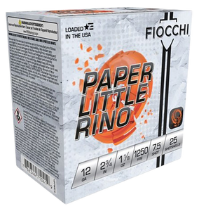 Fiocchi 12FPWR75 Paper Little Rino Extrema 12 Gauge 2.75" 1 1/8 oz 7.5 Shot 25 Per Box/ 10 Cs Fiocchi 12FPWR75 Paper Little Rino Extrema 12 Gauge 2.75" 1 1/8 oz 7.5 Shot 25 Per Box/ 10 Cs
