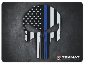 TekMat TEKR20PUNISHER Blue Line Punisher Ultra Cleaning Mat Black/White/Blue Rubber 20" Long Blue Line Punisher Skull TekMat TEKR20PUNISHER Blue Line Punisher Ultra Cleaning Mat Black/White/Blue Rubber 20" Long Blue Line Punisher Skull