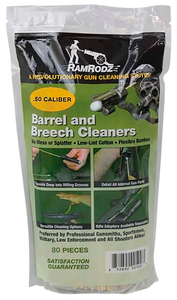 RamRodz 50075 Barrel & Breech Cleaning Swabs 50 Cal Cotton/Bamboo 8" Long 75 Per Bag