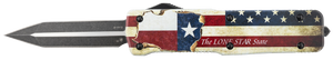 Templar Knife LZTX121 Premium Weighted Large 3.55" OTF Dagger Plain Black Oxide Stonewashed Powdered D2 Steel Blade/5.25" Red/White/Blue w/"The LONE STAR State" Aluminum Zinc Alloy Handle Templar Knife LZTX121 Premium Weighted Large 3.55" OTF Dagger Plain Black Oxide Stonewashed Powdered D2 Steel Blade/5.25" Red/White/Blue w/"The LONE STAR State" Aluminum Zinc Alloy Handle