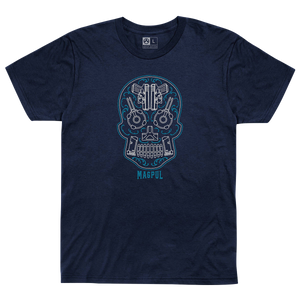 Magpul MAG1217411S Sugar SkullNavy Heather Cotton/Polyester Short Sleeve Small Magpul MAG1217411S Sugar SkullNavy Heather Cotton/Polyester Short Sleeve Small