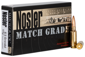 Nosler Match Grade Ammunition 6.5 Grendel 123 Grain Custom Competition Hollow Point Boat Tail 20RD