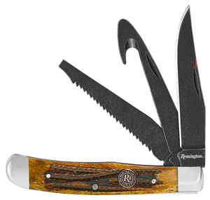 Remington Accessories 15648 Backwoods Trapper Folding Stonewashed Carbon Steel Blade Coffee Brown w/Remington Medallion Bone Handle Remington Accessories 15648 Backwoods Trapper Folding Stonewashed Carbon Steel Blade Coffee Brown w/Remington Medallion Bone Handle