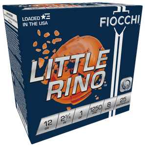 Fiocchi 12TX8 Exacta Target Little Rino 12 Gauge 2.75" 1 oz 1250 fps 8 Shot 25ea Fiocchi 12TX8 Exacta Target Little Rino 12 Gauge 2.75" 1 oz 1250 fps 8 Shot 25ea