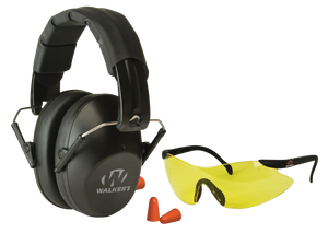 Walker's Pro-Low Profile Folding Earmuffs (NRR 22dB) and Shootng Glasses Kit Black Walker's Pro-Low Profile Folding Earmuffs (NRR 22dB) and Shootng Glasses Kit Black