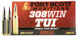 Fort Scott Munitions 308150SCV2 Tumble Upon Impact (TUI) Rifle 308 Win 150 gr Solid Copper Spun (SCS) 20 Per Box/ 10 Cs Fort Scott Munitions 308150SCV2 Tumble Upon Impact (TUI) Rifle 308 Win 150 gr Solid Copper Spun (SCS) 20 Per Box/ 10 Cs