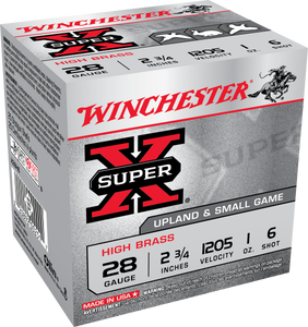 Winchester Super-X High Brass Ammunition 28 Gauge 2-3/4" 1 oz #6 Shot Box of 25 Winchester Super-X High Brass Ammunition 28 Gauge 2-3/4" 1 oz #6 Shot Box of 25