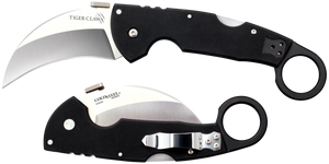 Cold Steel CS22C Tiger Claw3.50" Folding Hawkbill Plain Stonewashed American S35VN Blade/6" Matte Black w/Ring G10 Handle Includes Belt Clip Cold Steel CS22C Tiger Claw3.50" Folding Hawkbill Plain Stonewashed American S35VN Blade/6" Matte Black w/Ring G10 Handle Includes Belt Clip
