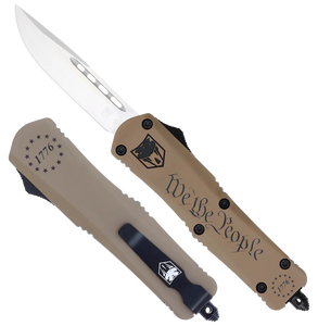 CobraTec Knives SWTPFS3DNS FS-3 We The People Small Aluminum Cerakoted OTF Drop Point Plain D2 Steel Blade Tan "We The People" Aluminum Handle Includes Glass Breaker/Pocket Clip CobraTec Knives SWTPFS3DNS FS-3 We The People Small Aluminum Cerakoted OTF Drop Point Plain D2 Steel Blade Tan "We The People" Aluminum Handle Includes Glass Breaker/Pocket Clip