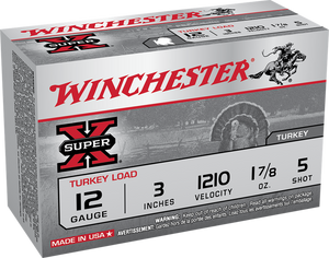 Winchester Super-X Turkey Ammunition 12 Gauge 3" 1-7/8 oz #5 Copper Plated Shot Box of 10 Winchester Super-X Turkey Ammunition 12 Gauge 3" 1-7/8 oz #5 Copper Plated Shot Box of 10