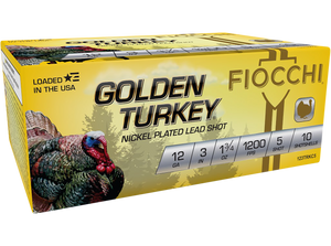 Fiocchi 123TRKC5 Golden Turkey Hunting 12 Gauge 3" 1 3/4 oz 5 Shot 10 Per Box/ 10 Cs Fiocchi 123TRKC5 Golden Turkey Hunting 12 Gauge 3" 1 3/4 oz 5 Shot 10 Per Box/ 10 Cs