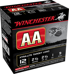 Winchester Ammo AAL129 AA Xtra-Lite Target 12 Gauge 2.75" 1 oz 1180 fps 9 Shot 25ea Winchester Ammo AAL129 AA Xtra-Lite Target 12 Gauge 2.75" 1 oz 1180 fps 9 Shot 25ea