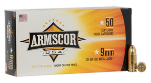 Armscor FAC94 USA Competition 9mm Luger 124 gr FMJ50rd Bx Armscor FAC94 USA Competition 9mm Luger 124 gr FMJ50rd Bx
