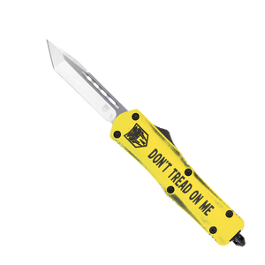 CobraTec Knives MDTOMFS3TNS FS-3 Don't Tread On Me Medium 3" OTF Tanto Plain D2 Steel Blade Yellow w/"Don't Tread On Me" Aluminum Cerakoted Handle Features Glass Breaker Includes Pocket Clip CobraTec Knives MDTOMFS3TNS FS-3 Don't Tread On Me Medium 3" OTF Tanto Plain D2 Steel Blade Yellow w/"Don't Tread On Me" Aluminum Cerakoted Handle Features Glass Breaker Includes Pocket Clip