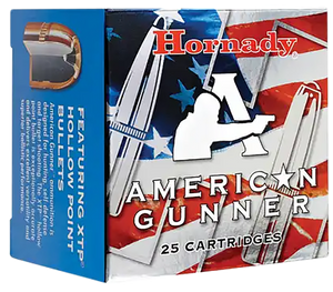 Hornady American Gunner Ammunition 9mm Luger +P 124 Grain XTP Jacketed Hollow Point Box of 25 Hornady American Gunner Ammunition 9mm Luger +P 124 Grain XTP Jacketed Hollow Point Box of 25