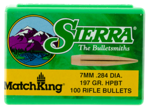 Sierra MatchKing Bullets 284 Caliber, 7mm (284 Diameter) 197 Grain Hollow Point Boat Tail Sierra MatchKing Bullets 284 Caliber, 7mm (284 Diameter) 197 Grain Hollow Point Boat Tail
