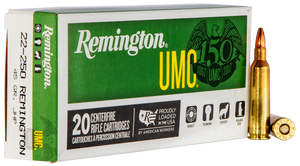 Remington Ammunition 23750 UMC Target 22-250 Rem 45 gr Jacketed Hollow Point (JHP) 20 Per Box/ 10 Cs Remington Ammunition 23750 UMC Target 22-250 Rem 45 gr Jacketed Hollow Point (JHP) 20 Per Box/ 10 Cs
