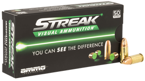 Streak Ammunition 9mm Luger 124 Grain Total Metal Jacket Green Cold Tracer Box of 50 Streak Ammunition 9mm Luger 124 Grain Total Metal Jacket Green Cold Tracer Box of 50