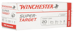 Winchester Ammo TRGT208VP Super-Target20 Gauge 2.75" 7/8 oz 1200 fps 8 Shot 100 Bx/2 Cs (Value Pack) Winchester Ammo TRGT208VP Super-Target20 Gauge 2.75" 7/8 oz 1200 fps 8 Shot 100 Bx/2 Cs (Value Pack)