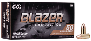 CCI 5201 Blazer Brass Handgun 9mm Luger 124 gr FMJ50rd Bx CCI 5201 Blazer Brass Handgun 9mm Luger 124 gr FMJ50rd Bx