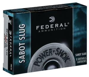 Federal Power-Shok Ammunition 20 Gauge 2-3/4" 7/8 oz Sabot Slug Box of 5 Federal Power-Shok Ammunition 20 Gauge 2-3/4" 7/8 oz Sabot Slug Box of 5