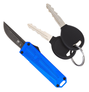 CobraTec Knives CALI929TBBLUTNS California 929TB 1.75" OTF Tanto Plain Stonewashed D2 Steel Blade/ Blue Anodized Aluminum Handle Includes Pocket Clip/Pouch CobraTec Knives CALI929TBBLUTNS California 929TB 1.75" OTF Tanto Plain Stonewashed D2 Steel Blade/ Blue Anodized Aluminum Handle Includes Pocket Clip/Pouch