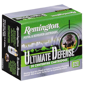 Remington HD Ultimate Defense Ammunition 380 ACP 102 Grain Brass Jacketed Hollow Point 20RD Remington HD Ultimate Defense Ammunition 380 ACP 102 Grain Brass Jacketed Hollow Point 20RD