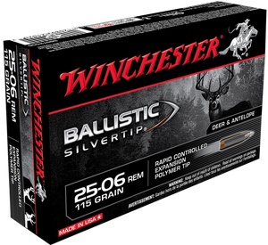 Winchester Ballistic Silvertip Ammunition 25-06 Remington 115 Grain Rapid Controlled Expansion Polymer Tip 20RD Winchester Ballistic Silvertip Ammunition 25-06 Remington 115 Grain Rapid Controlled Expansion Polymer Tip 20RD