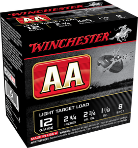 Winchester Ammo AA128VP AA Light Target 12 Gauge 2.75" 1 1/8 oz 1145 fps 8 Shot 100 Bx/2 Cs (Value Pack) Winchester Ammo AA128VP AA Light Target 12 Gauge 2.75" 1 1/8 oz 1145 fps 8 Shot 100 Bx/2 Cs (Value Pack)