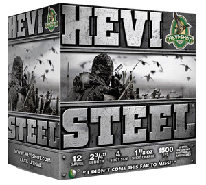 HEVI-Shot HS61224 HEVI-Steel Waterfowl 12 Gauge 2.75" 1 1/8 oz 4 Shot 25 Per Box/ 10 Cs HEVI-Shot HS61224 HEVI-Steel Waterfowl 12 Gauge 2.75" 1 1/8 oz 4 Shot 25 Per Box/ 10 Cs