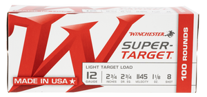 Winchester Ammo TRGT128VP Super-Target Light Target 12 Gauge 2.75" 1 1/8 oz 1145 fps 8 Shot 100 Bx/2 Cs (Value Pack) Winchester Ammo TRGT128VP Super-Target Light Target 12 Gauge 2.75" 1 1/8 oz 1145 fps 8 Shot 100 Bx/2 Cs (Value Pack)
