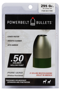 Powerbelt Lead Muzzleloading Bullets 50 Caliber Hollow Point Pack of 20 Powerbelt Lead Muzzleloading Bullets 50 Caliber Hollow Point Pack of 20